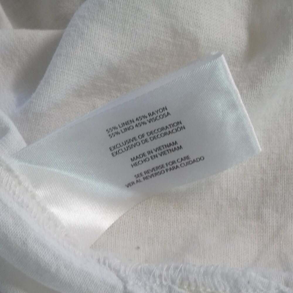Orvis White Linen Button Down Shirt Cuffed Short Sleeve Pocket Blouse - Picture 8 of 8